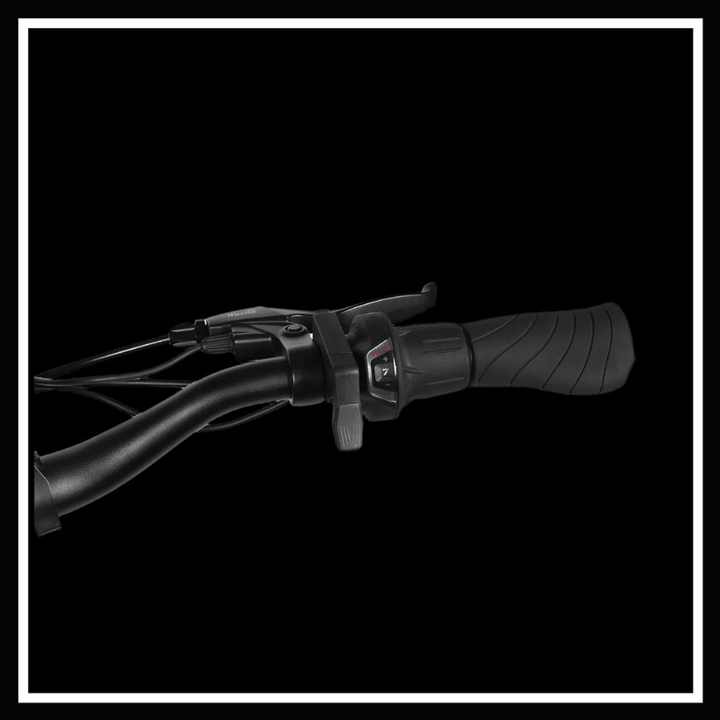 alt_tag: Handlebar controls of 🇮🇪🇪🇺🇺🇸🇬🇧 SAMEBIKE RS-A01 PRO electric bicycle for smooth rides.