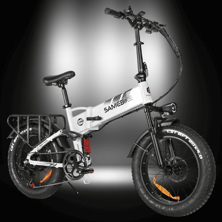 🚲 SAMEBIKE RS-A02 PRO Fat Tire Off-Road E-Bike showcasing fat tires and compact design.