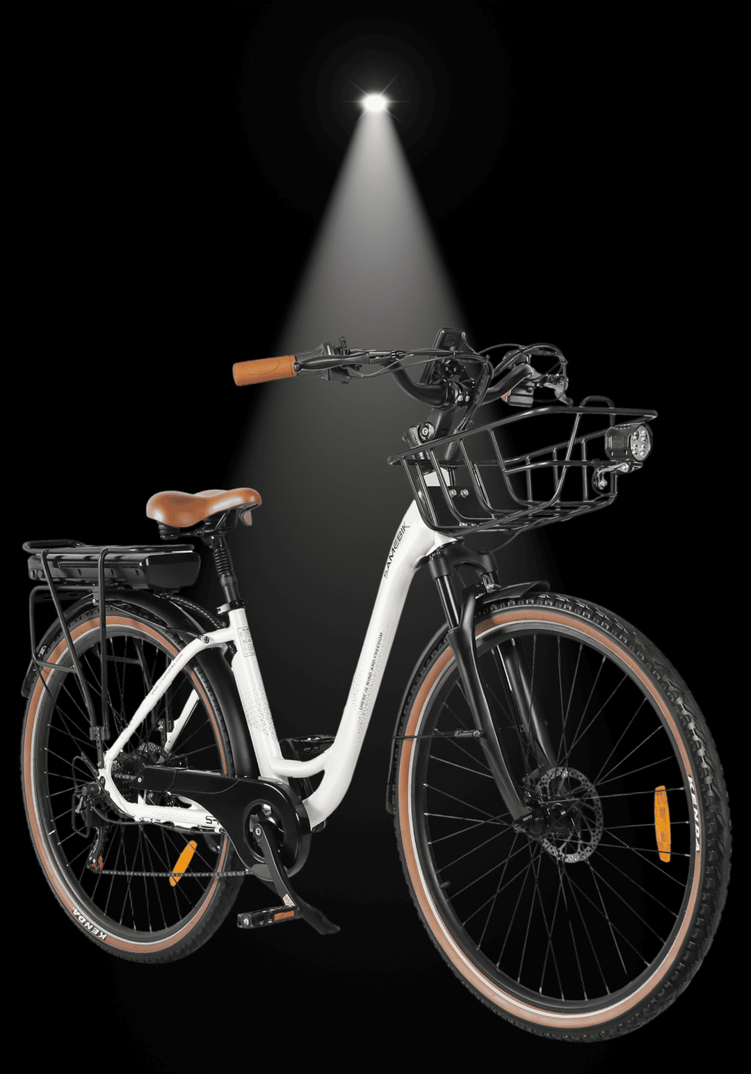🇮🇪🇪🇺 SAMEBIKE RS-A07 electric bike with stylish design and functionality under spotlight.