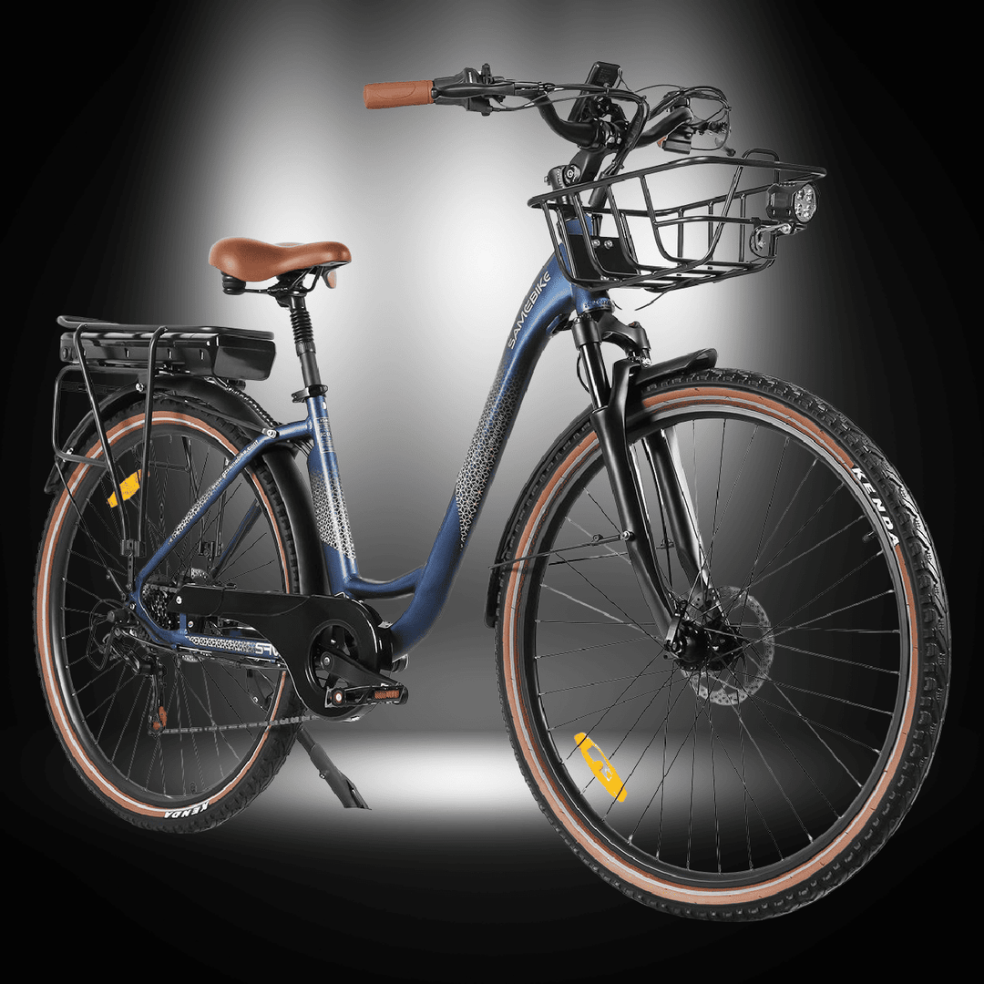 SAMEBIKE RS-A07 stylish city electric bike with robust 500W motor and removable battery for urban commuting.