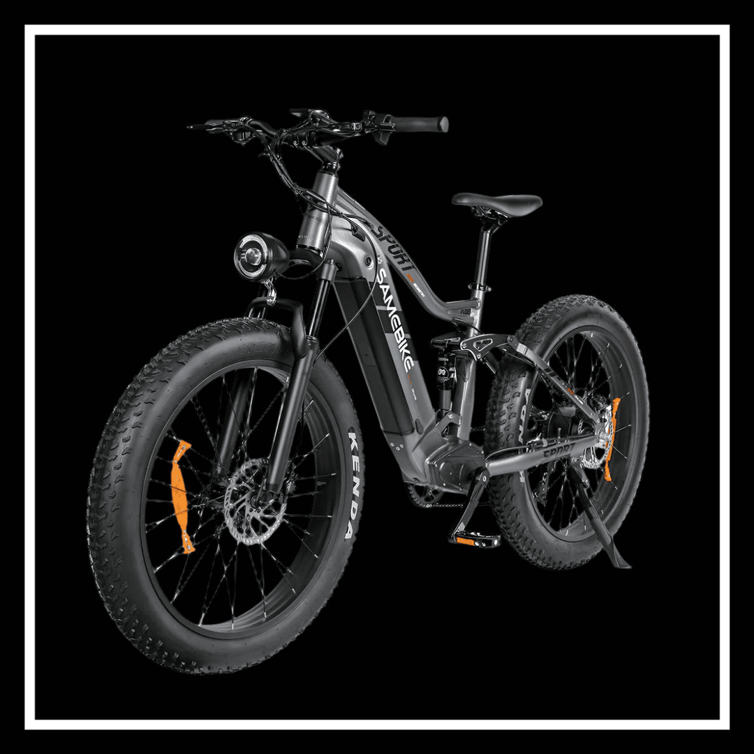 SAMEBIKE RSA08-II ELECTRIC BIKE in sleek black design with fat tires, ideal for off-road adventures.