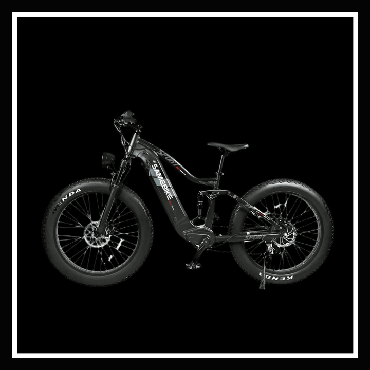 SAMEBIKE RSA08-II ELECTRIC BIKE showcasing its powerful design and sturdy tires for an adventurous ride.