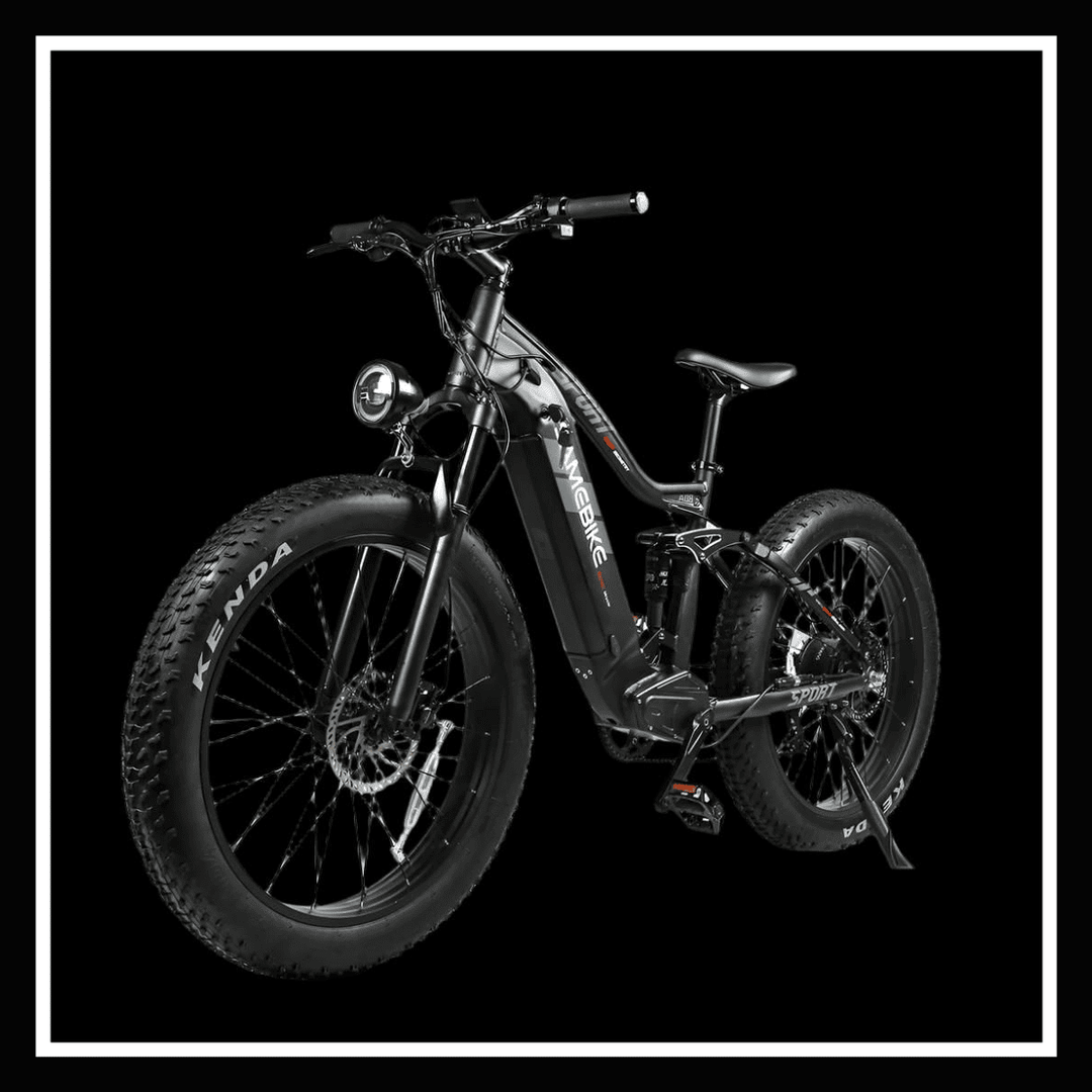 SAMEBIKE RSA08-II ELECTRIC BIKE showcased in sleek black design with fat tires for rugged terrain.
