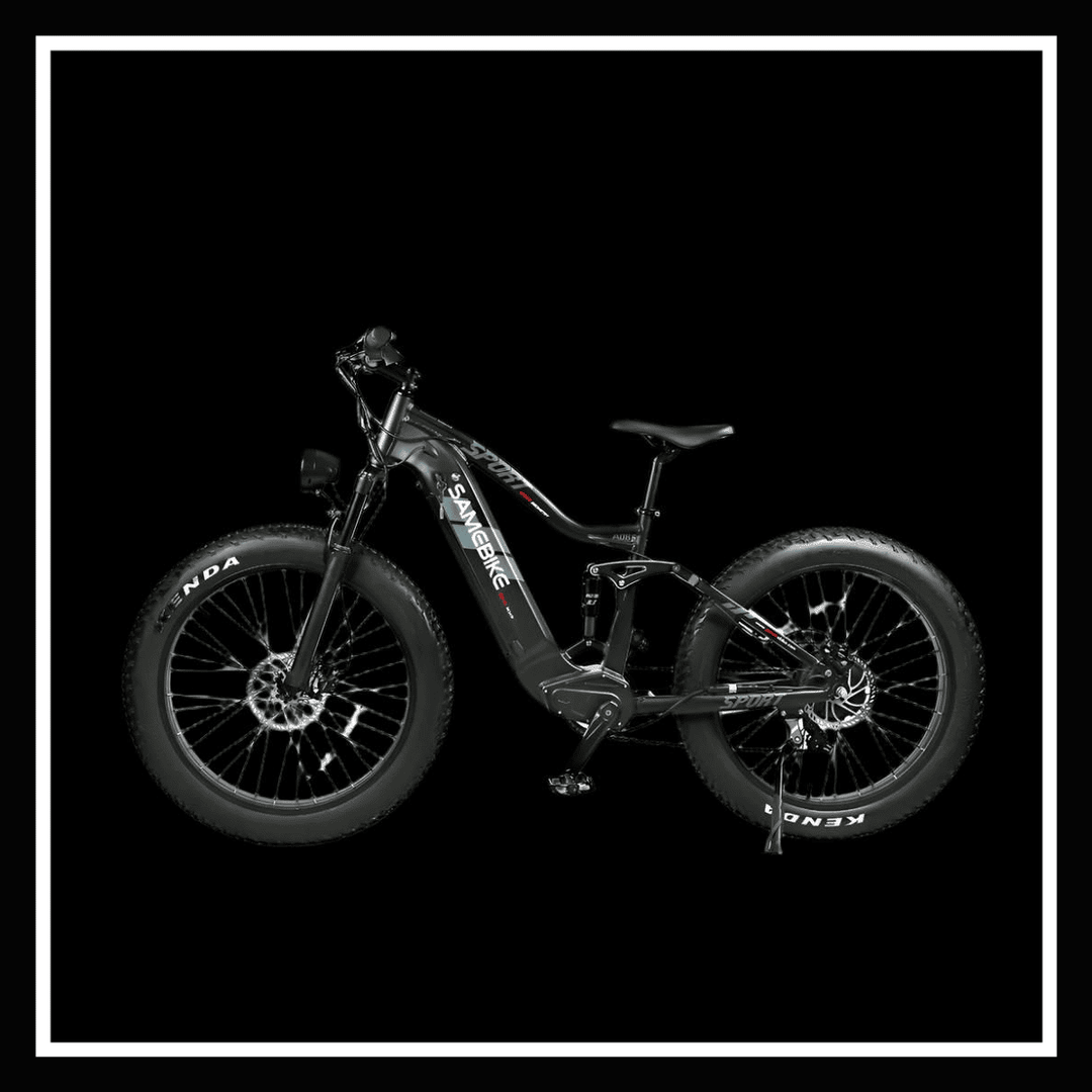 SAMEBIKE RSA08-II electric mountain bike featuring a powerful motor and fat tires for off-road adventures.