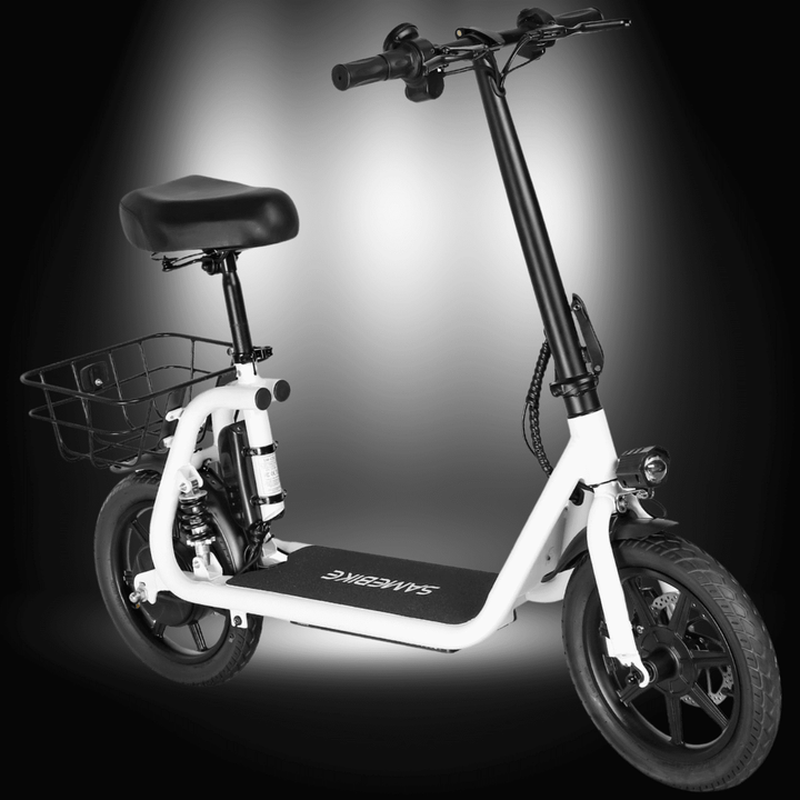 🇮🇪🇪🇺🇬🇧 SAMEBIKE SM-C02 500W e-scooter with basket and sleek design.