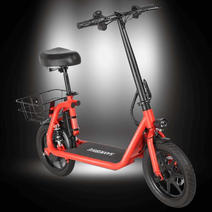 🇮🇪🇪🇺🇬🇧 SAMEBIKE SM-C02 500W e-scooter with basket and comfortable seat for urban rides.
