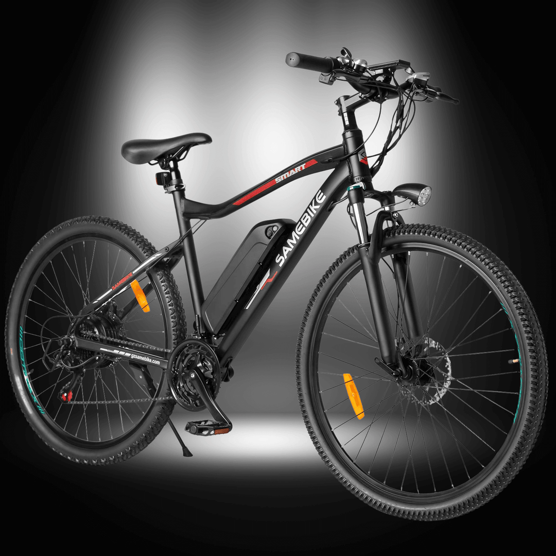 SAMEBIKE SY26-II ELECTRIC BIKE on a dark background showcasing its modern design and features.