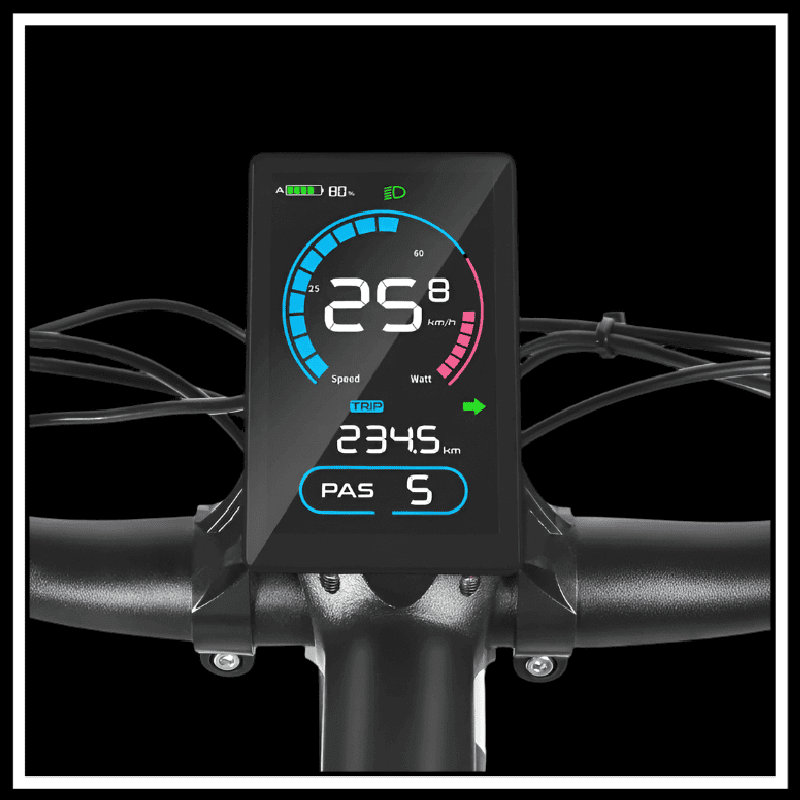 SAMEBIKE SY26-II ELECTRIC BIKE display showing speed, trip distance, and power assist settings.