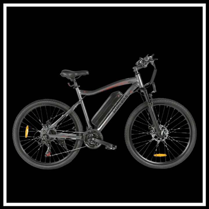 SAMEBIKE SY26-II Electric Commuter Bike in sleek black design featuring sturdy frame and powerful lithium battery.