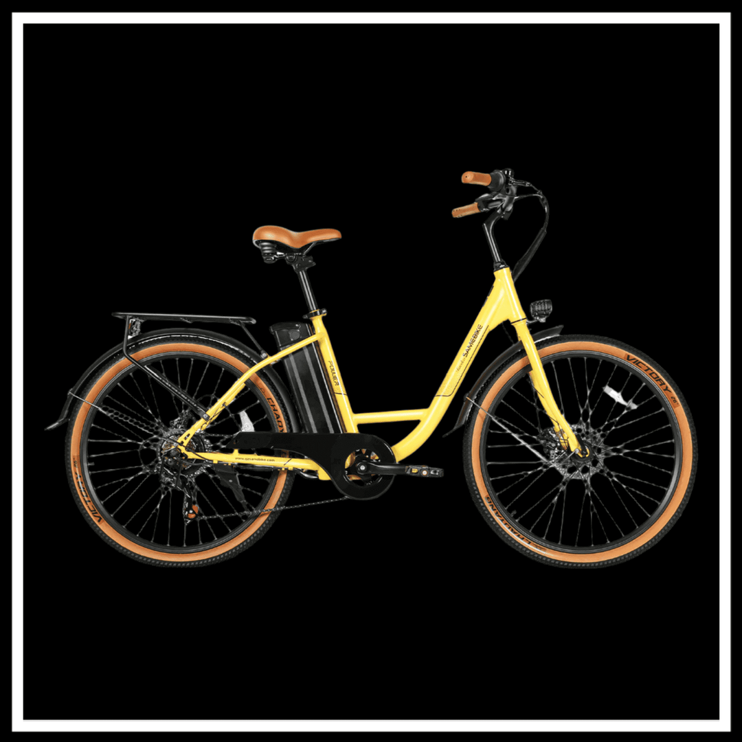 SAMEBIKE TDE10Z stylish yellow electric bike with lightweight frame and comfortable saddle for urban commuting