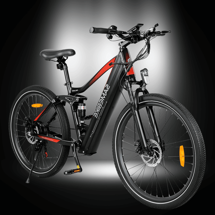 SAMEBIKE XD26-II electric bike with dual suspension and powerful motor for smooth rides.