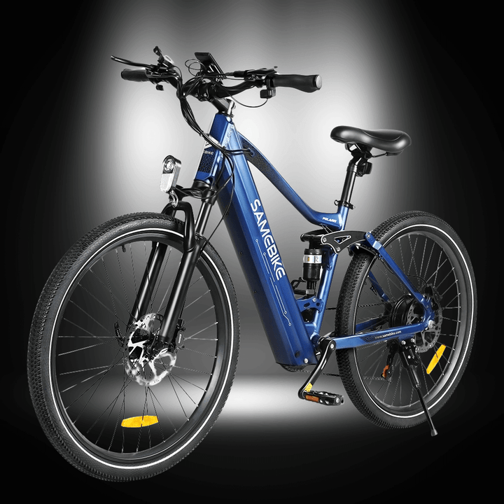 SAMEBIKE XD26-II electric bike showcasing sleek design, powerful motor, and dual suspension for smooth rides.