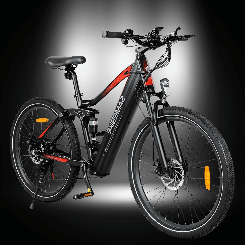 SAMEBIKE XD26-II electric bike with dual suspension and powerful motor for smooth rides.