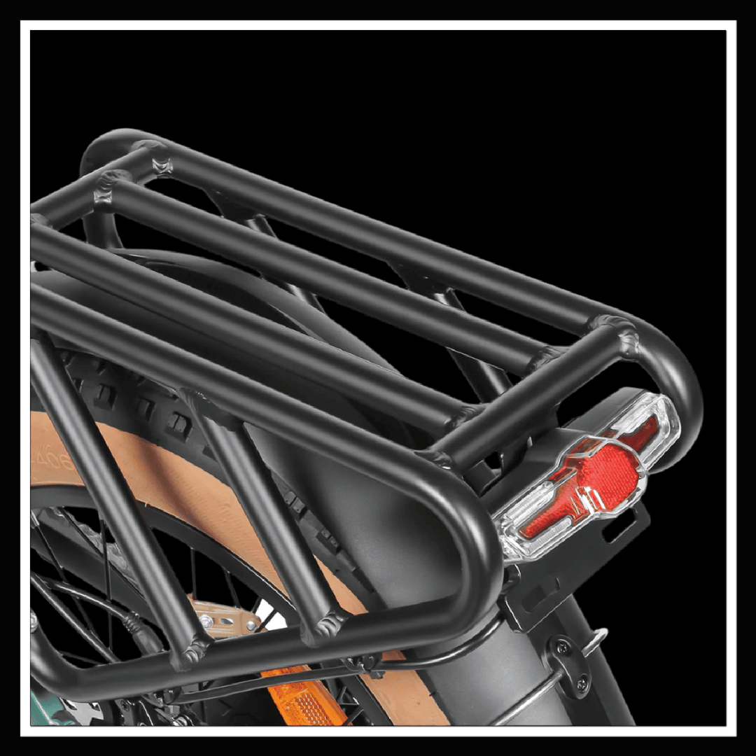 alt_tag: Rear view of the rack and tail light on the 🇮🇪🇪🇺🇬🇧 SAMEBIKE XWLX09 II electric bike.