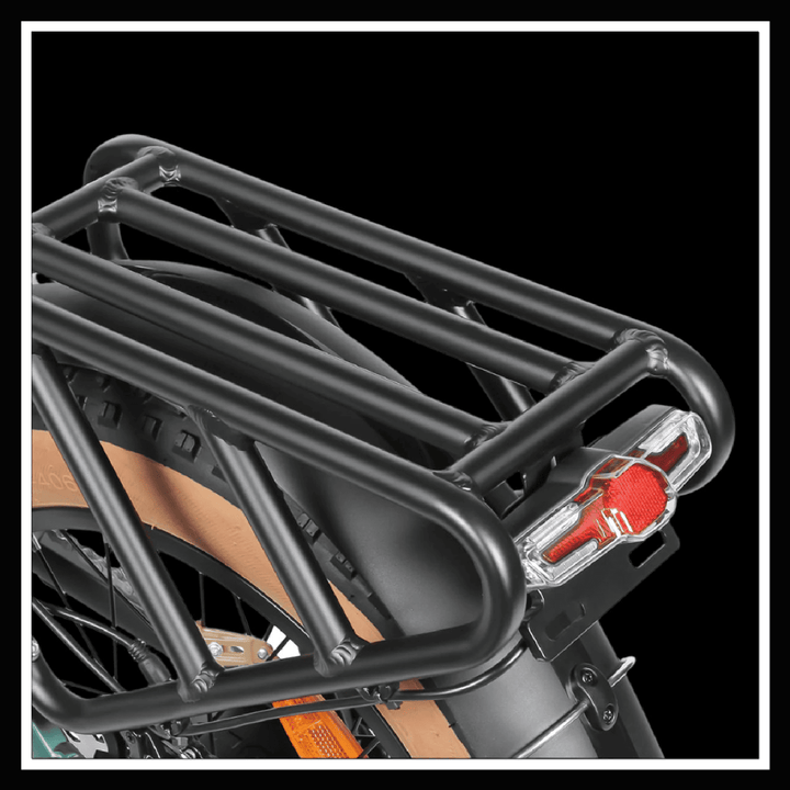 alt_tag: Rear view of the rack and tail light on the 🇮🇪🇪🇺🇬🇧 SAMEBIKE XWLX09 II electric bike.