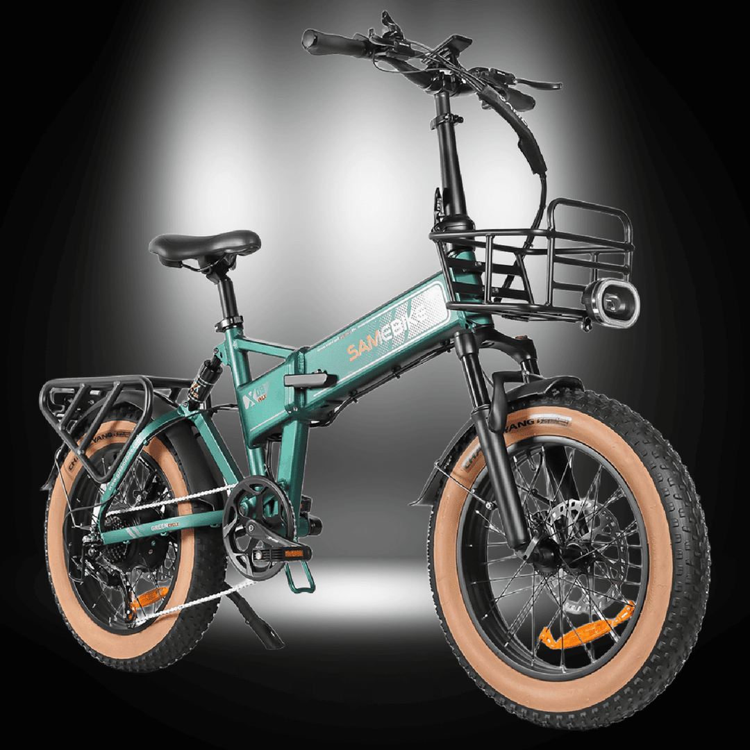 SAMEBIKE XWLX09 II electric bike featuring a foldable design, powerful motor, and comfortable frame for urban and outdoor use.