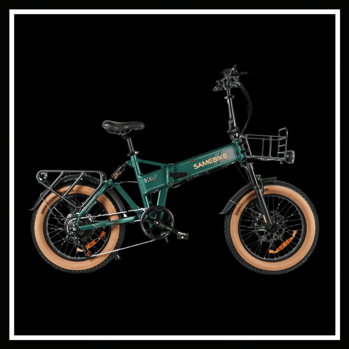 alt_tag: SAMEBIKE XWLX09 II electric bike featuring a foldable design, powerful motor, and durable frame.