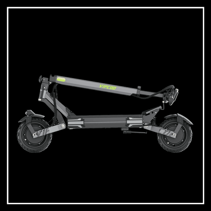 VIPCOO VS6 PRO off-road electric scooter, compact and foldable design for easy transport.