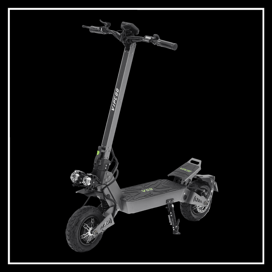 Electric Scooter VIPCOO VS9 shown in sleek design with robust features and all-terrain capability.