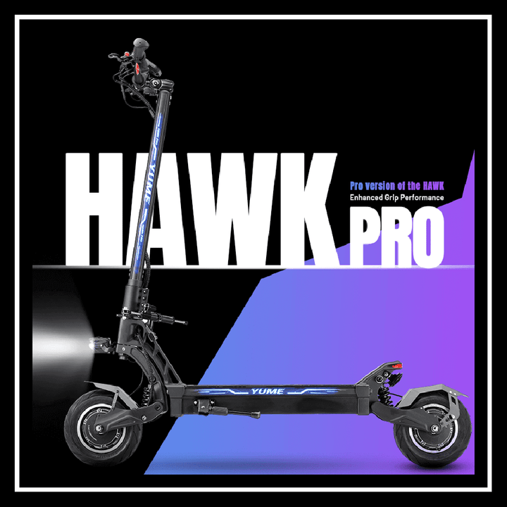 YUME Hawk Pro electric scooter showcasing advanced design and enhanced grip performance.