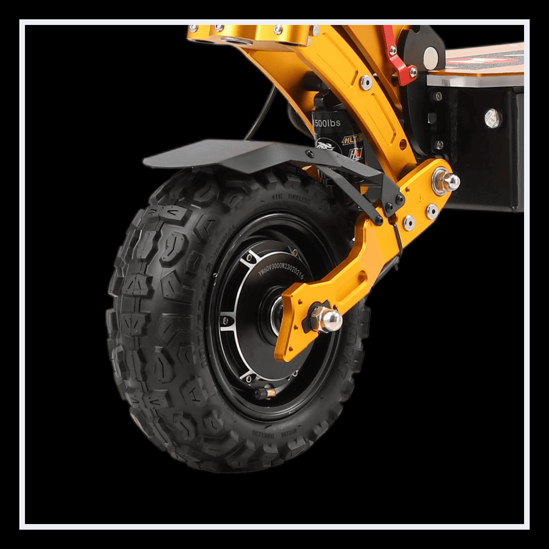 YUME X11+ electric scooter rear wheel with durable tire and high-quality build suitable for various terrains.