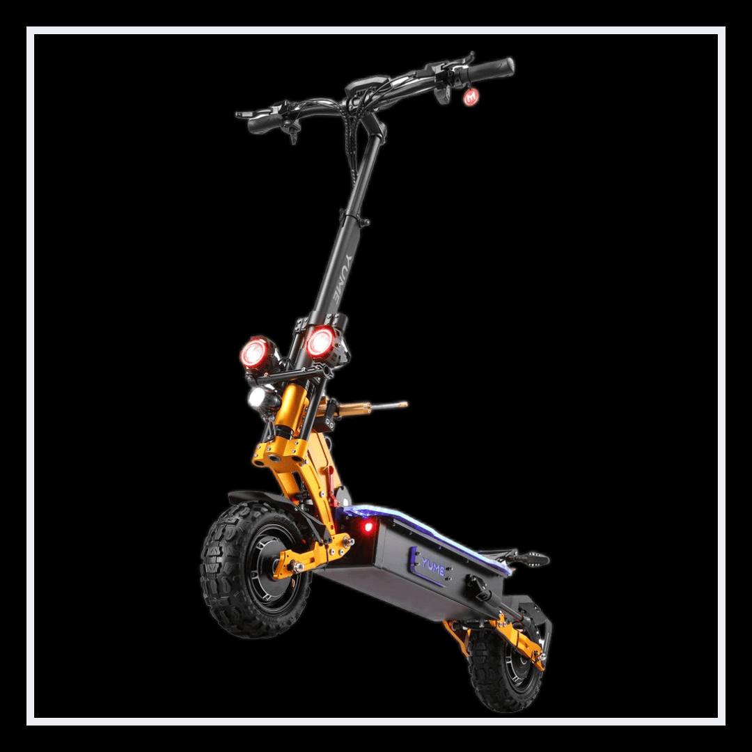 YUME X11+ electric scooter showcasing powerful build, dual lights, and rugged tires for urban and off-road adventures.