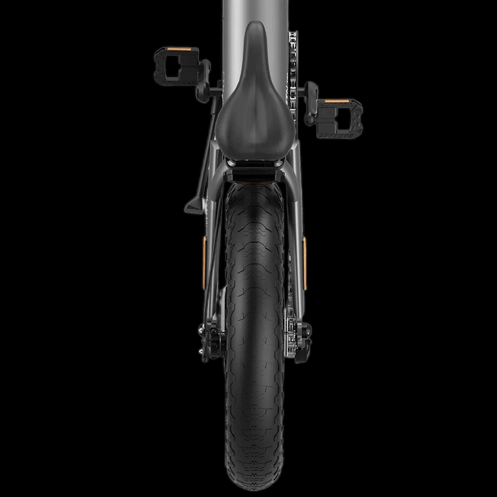 Rear view of the COSWHEEL T20 electric bike showcasing its tire and seat design.