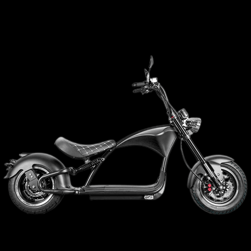 EAHORA M1P PLUS electric motorcycle in sleek black design showcasing its Harley-style chopper features.