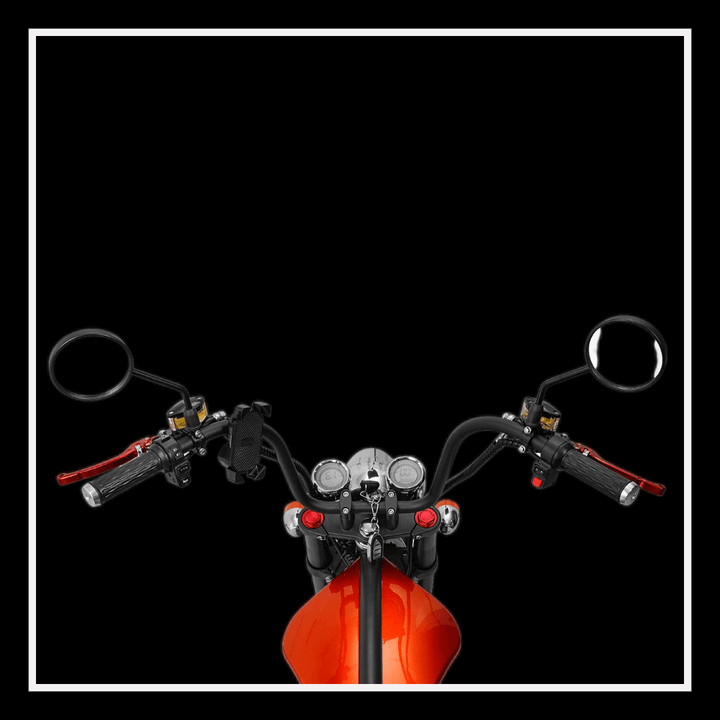 EAHORA MP1 two-seat electric motorcycle handlebars design featuring modern controls and styling.