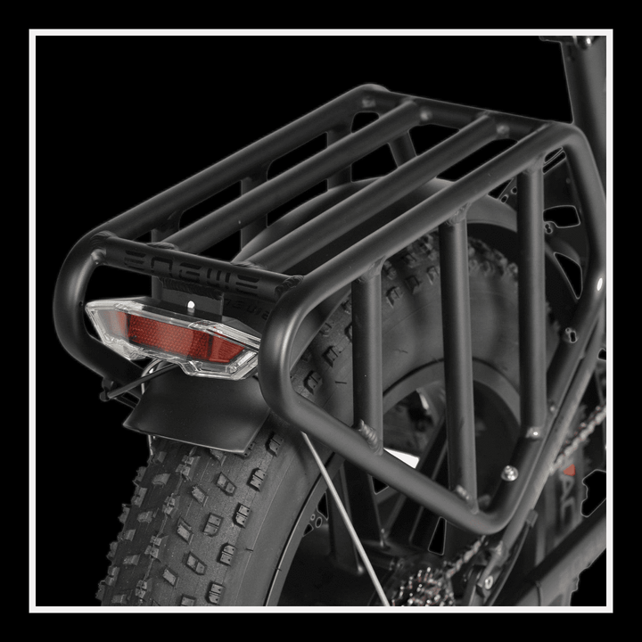 Engwe Engine Pro 2.0 electric bike rear rack with tire and taillight, designed for performance and portability.
