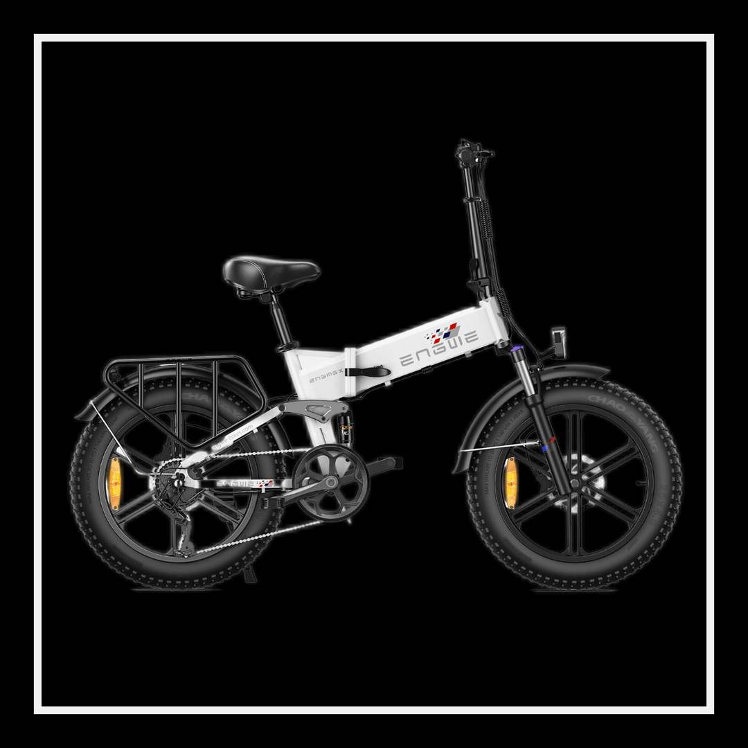ENGWE Engine X Electric Bike side view showcasing versatile fat tires and folding design for urban and off-road use.