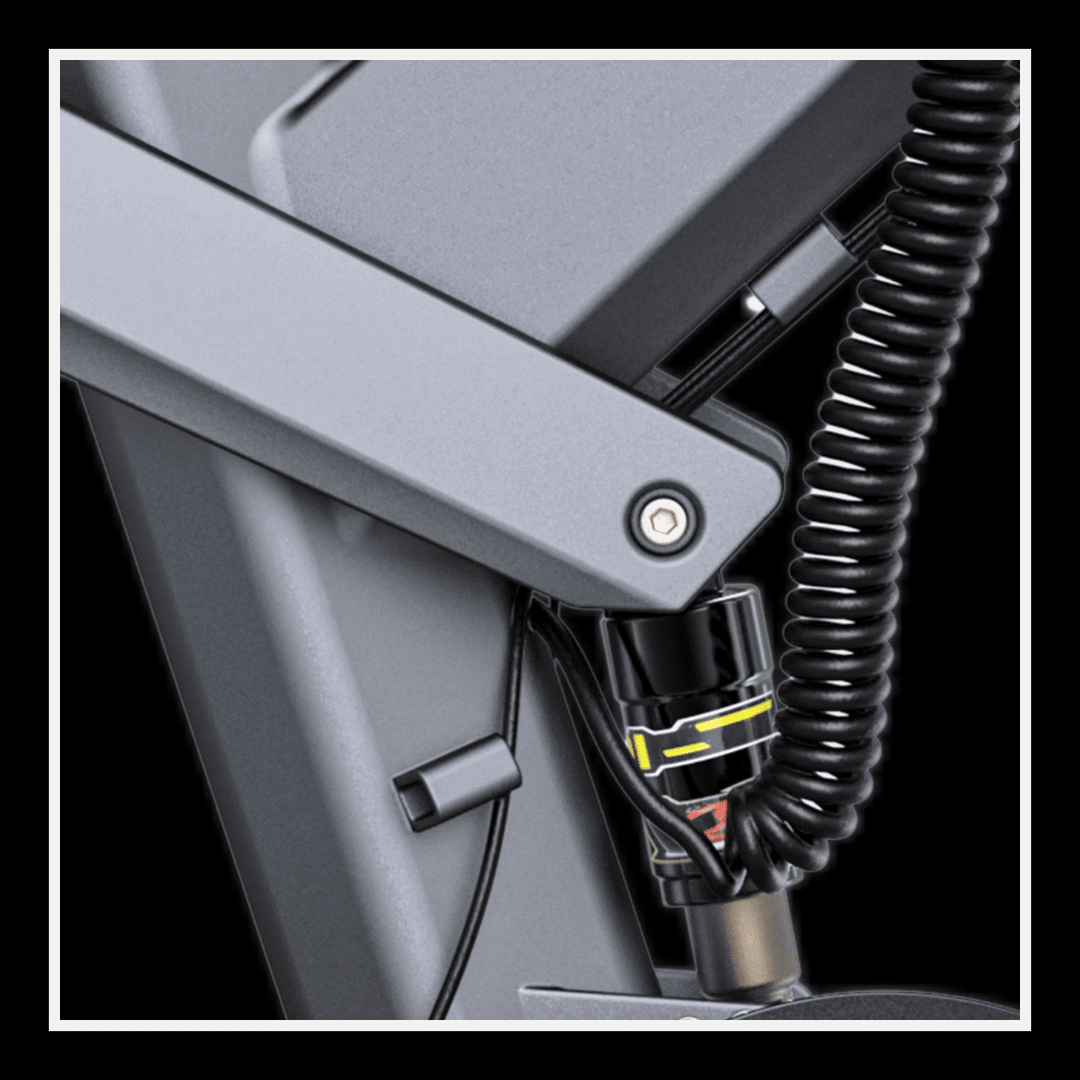 Close-up of the suspension system of the Engwe X26 electric bike showcasing mechanical details.