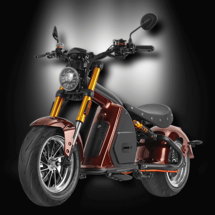 INTHEZONE M8S electric motorcycle with sleek design in dark background, showcasing modern chopper style and powerful features.