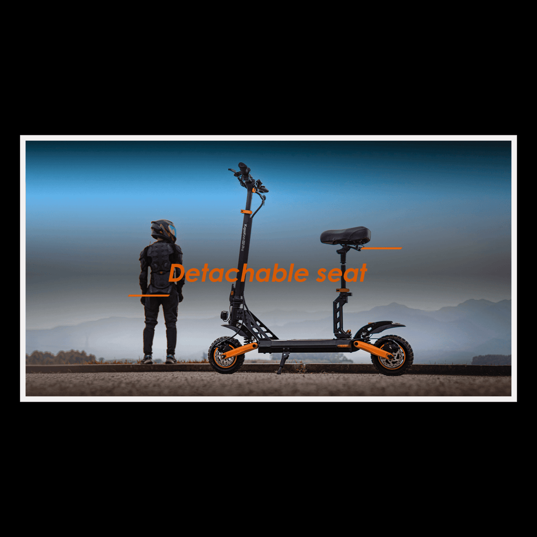 KUKIRIN G2 Pro electric scooter with detachable seat and scenic background