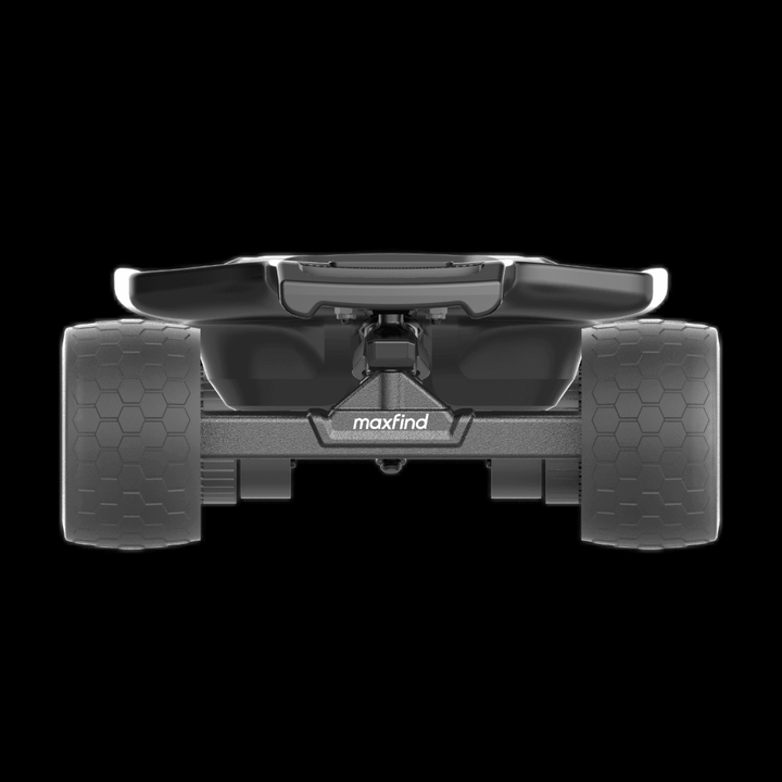 MAXFIND FF BELT belt-driven electric skateboard rear view showcasing powerful design and sturdy wheels.