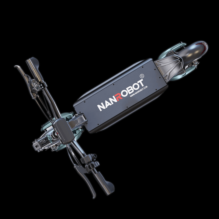 Nanrobot D6+ electric scooter shown from above, featuring sleek design and dual motor setup.