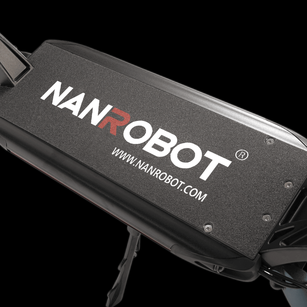 Nanrobot D6+ electric scooter display with brand logo and website on the deck.