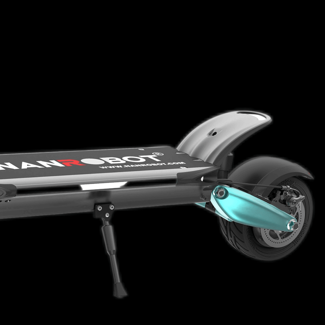 Nanrobot Lightning electric scooter close-up showing the deck and rear wheel design.