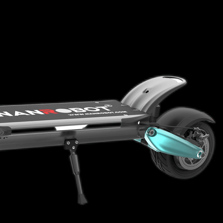 Nanrobot Lightning electric scooter close-up showing the deck and rear wheel design.