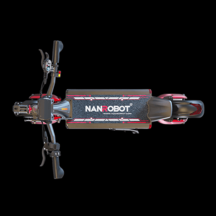 Top view of the Nanrobot LS7+ electric scooter showcasing its sleek design and dual-motor features.