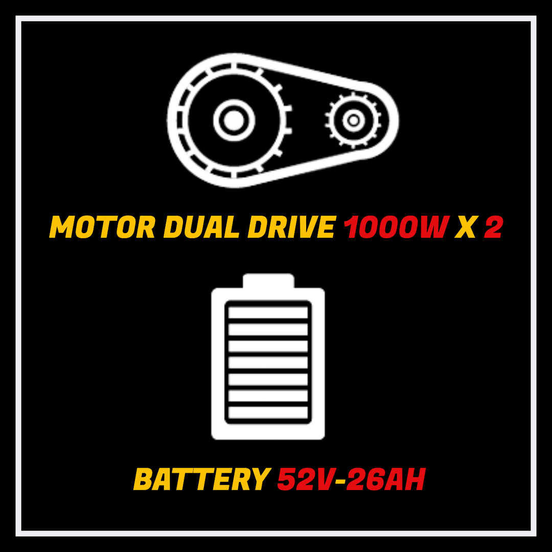 NANROBOT N6 electric scooter motor dual drive 1000W x 2 and battery specifications 52V-26AH